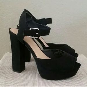 Peep toe block heels